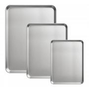 Ohtomber Stainless Steel Baking Sheet Pan Set, 3 Pack Cookie Sheets for Baking, Heavy Duty Stainless Steel Cookware Set, Oven Cookie Tray for Roasting, 9/12/16 Inch