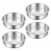 Ohtomber 8 Inch Cake Pan - Set of 4 Stainless Steel Round Layer Cake Baking Pans Molds, Tins, Stackable Baking Set, Even Heating, Dishwasher Safe Non-Toxic Bakeware Dish for Birthday Wedding Christmas
