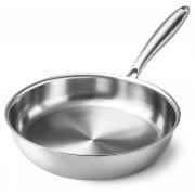 Ohtomber Tri-Ply Stainless Steel Pan - 12 Inch Frying Pan, Fast and Even Heat Stainless Steel Skillet, Induction Cookware, Dishwasher and Oven Safe Skillet