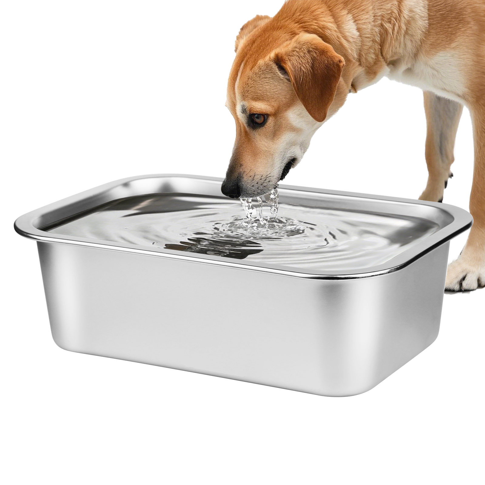 Ohtomber Stainless Steel Dog Bowl - 2.65 Gallons Metal Large Pet Dog Water & Food Bowl, Outdoor 